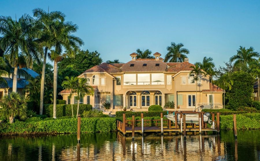 Mediterranean-style home on the water