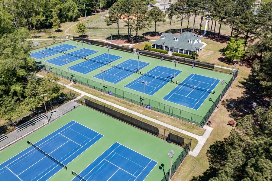 Aerial view of club tennis courts